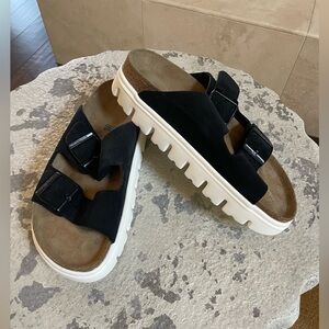 New Birkenstock Papillo Arizona chunky Suede Black Narrow width size 38 (7/7.5)